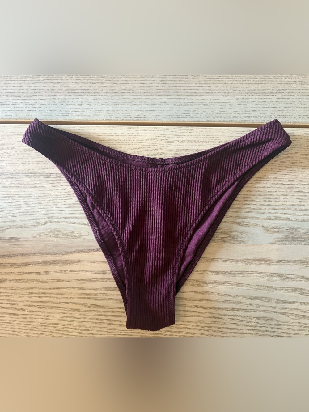Express Size Small Ribbed Bikini Bottom in Deep Plum